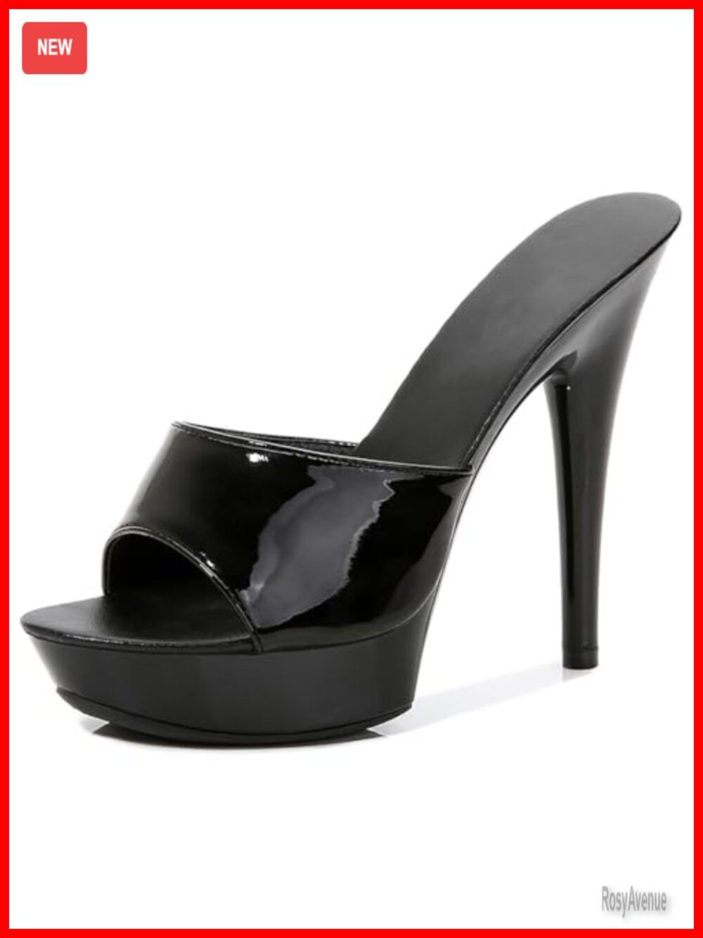 Women's Fish Mouth High Heel Platform Slide Sandal Patent Leather Stiletto Prom